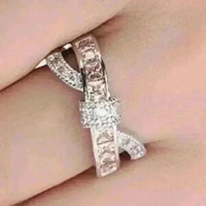 💞 925 Silver Plated Champagne CZ Punk Party Cocktail Ring for Women, GPMB1402